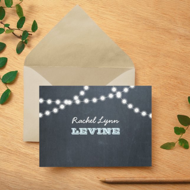 Chalkboard Lights Aqua Note Card Einladung (Von Creator hochgeladen)