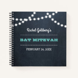 Chalkboard Lights Aquamarin Bat Mitzvah Gästebuch Notizbuch