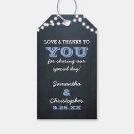 Chalkboard Lights Blue Wedding Vielen Dank für Ihr Geschenkanhänger