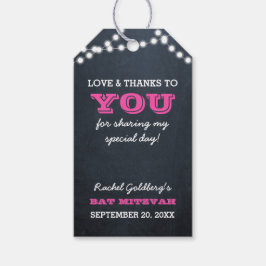 Chalkboard Lights Dark Pink Bat Mitzvah Vielen Dan Geschenkanhänger