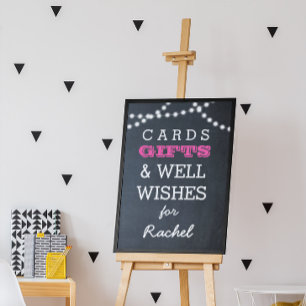 Chalkboard Lights Dark Pink Gift Table Sign Poster