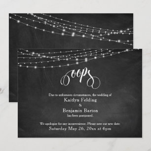 Chalkboard & Lights Hochzeitsnacht Spaß "Oops" Einladung