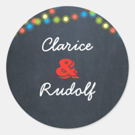 Chalkboard Lights Holiday Personalisiert Runder Aufkleber
