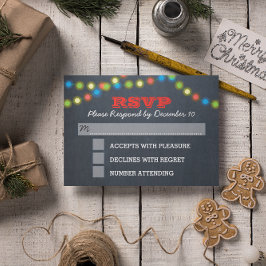 Chalkboard Lights Holiday Wedding RSVP Card Karte