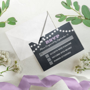 Chalkboard Lights Lilac-Bestätigung RSVP-Karte RSVP Karte