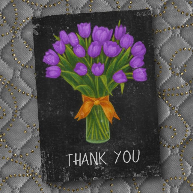 Chalkboard Lila Tulips Dankeskarte (Von Creator hochgeladen)