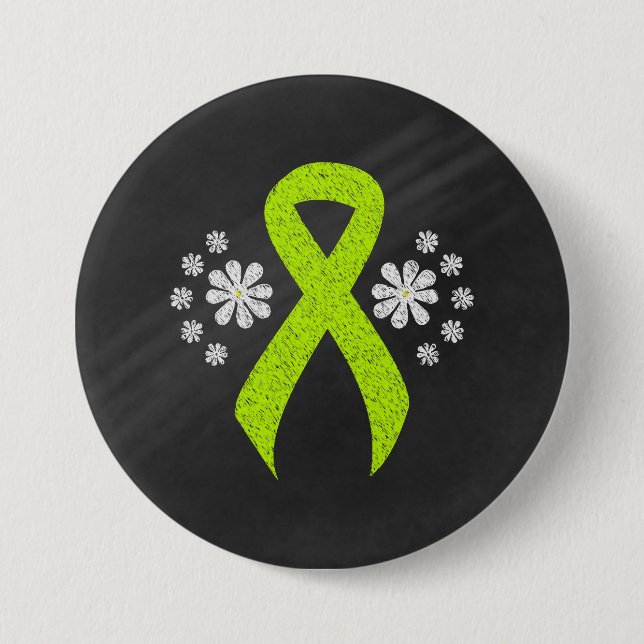 Chalkboard Lime Green Awareness Ribbon Button (Vorderseite)