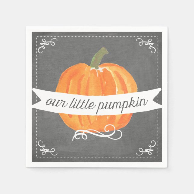 Chalkboard Little Pumpkin Birthday Napkin Serviette (Vorderseite)