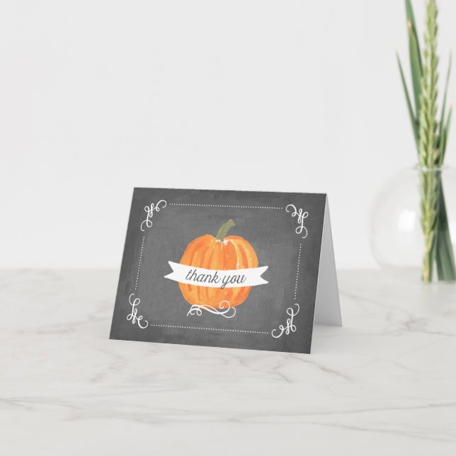 Chalkboard Little Pumpkin Vielen Dank Dankeskarte (Vorderseite)