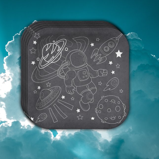 Chalkboard Little Space Explorer Kinderdusche Pappteller (Von Creator hochgeladen)