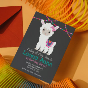 Chalkboard Llama Alpaca Einladung zum Geburtstag