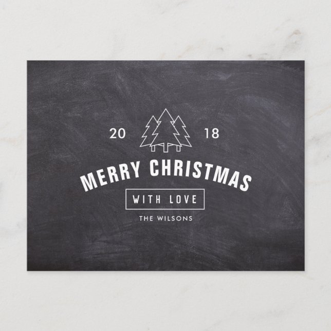 Chalkboard-Logo Frohe Weihnachts-Postkarte Feiertagspostkarte (Vorderseite)