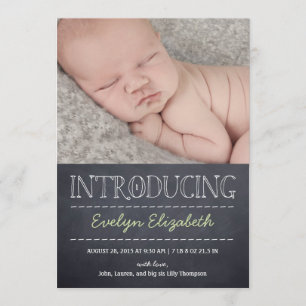 Chalkboard Look Birth Announcement - Green Ankündigung