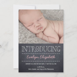 Chalkboard Look Birth Announcement - Pink Ankündigung