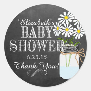 Chalkboard Look Mason Jar- Baby Dusche Runder Aufkleber
