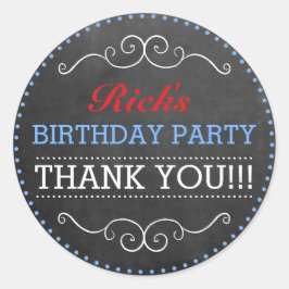Chalkboard Look Vintage Typografie Geburtstagspart Runder Aufkleber