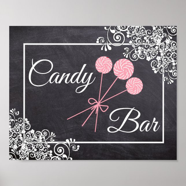 Chalkboard Look Wedding Candy Bar Poster (Vorne)