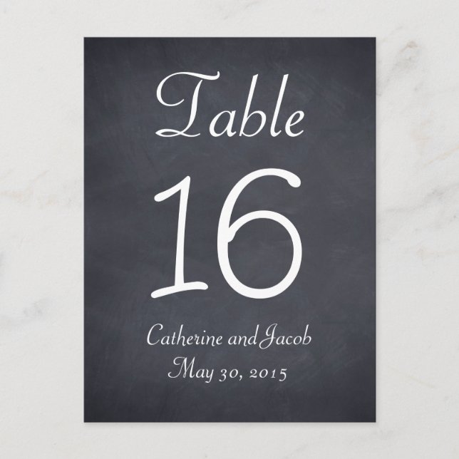 Chalkboard Look Wedding Tischnummer Card (Vorderseite)