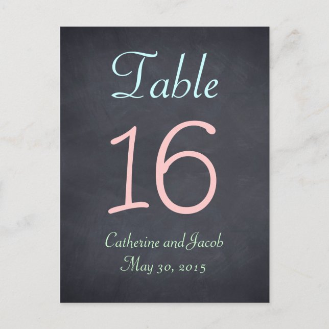 Chalkboard Look Wedding Tischnummer Card (Vorderseite)