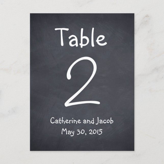 Chalkboard Look Wedding Tischnummer Card (Vorderseite)