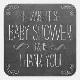 Chalkboard Look White Handgeschriebener Text Baby Quadratischer Aufkleber