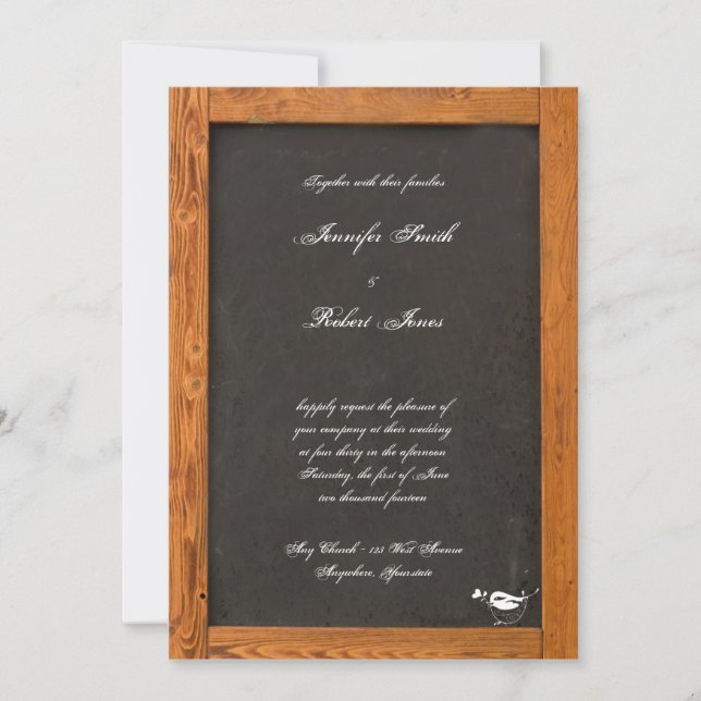 Chalkboard Love Bird Hochzeit Einladung (Vorderseite)