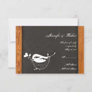 Chalkboard Love Bird Response Card RSVP Karte