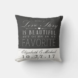 Chalkboard Love Story Wedding Anniversary Pillow Kissen