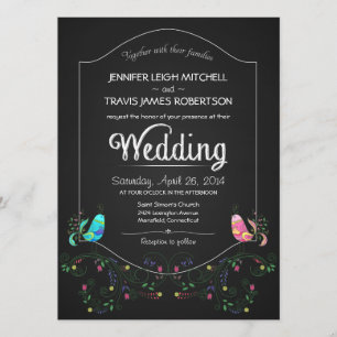 Chalkboard Lovebirds Hochzeit Einladungen