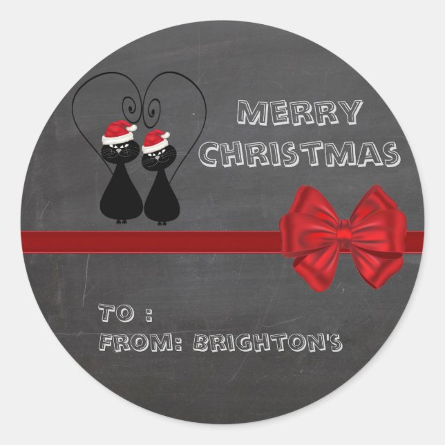 Chalkboard lustige geile Weihnachtskatzengeschenk Runder Aufkleber (Vorderseite)