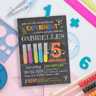 Chalkboard Mad Science Party Geburtstag Einladung