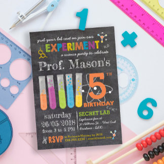 Chalkboard Mad Science Party Geburtstag Einladung