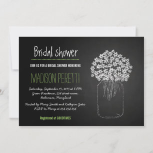 Chalkboard Mason Jar Blume Brautparty Einladung