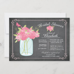 Chalkboard Mason Jar Bridal Dusche Einladung