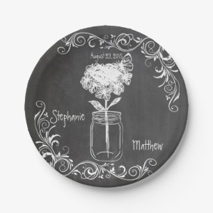 CHALKBOARD MASON JAR GARDEN WEDD PAPER TELLER