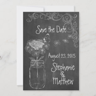 CHALKBOARD MASON JAR GARDEN WEDD SAVE THE DATE EINLADUNG
