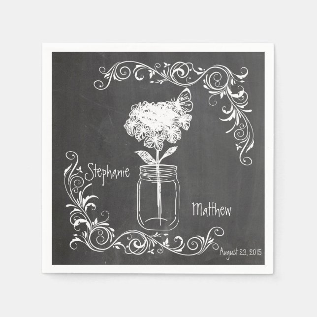 CHALKBOARD MASON JAR GARDEN WEDING NAPKINS SERVIETTE (Vorderseite)