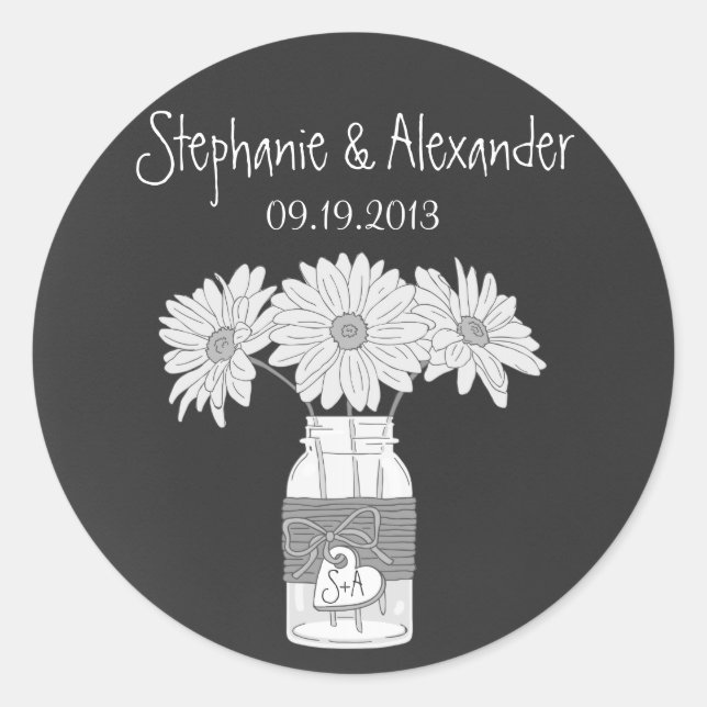 Chalkboard Mason Jar Personalisiert Gefälligkeitsa Runder Aufkleber (Vorderseite)