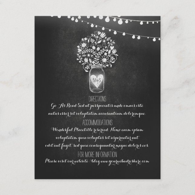 Chalkboard Mason Jar Wedding Information Card Begleitkarte (Vorderseite)