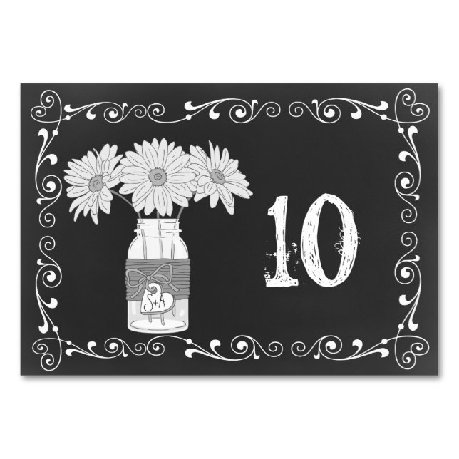 Chalkboard Mason Jar Wedding Table Card Tischnummer (Vorderseite)