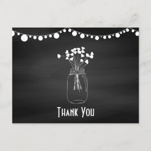 Chalkboard Mason Jar Wedding Vielen Dank Postkarte