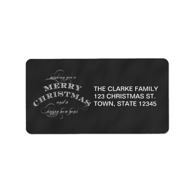 CHALKBOARD MERRY CHRISTMAS HOLIDAY GREETING ADRESSAUFKLEBER (Vorne)