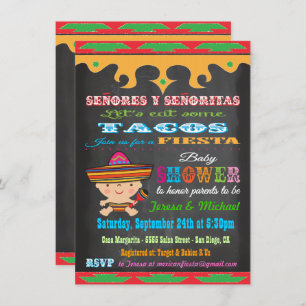 Chalkboard Mexican Fiesta Baby Shower Einladungen