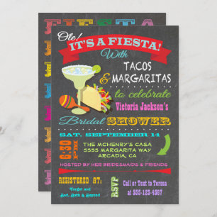 Chalkboard Mexican Fiesta Brautparty Einladung