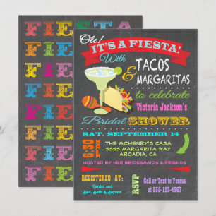 Chalkboard Mexican Fiesta Brautparty Einladung