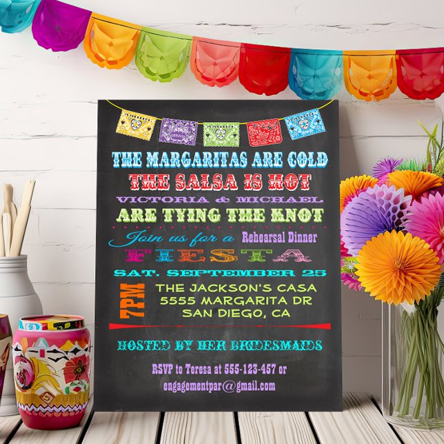 Chalkboard Mexicanisches Fiesta Probe Dinner Einladung (Von Creator hochgeladen)