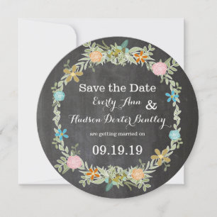 Chalkboard Mint Pink Aqua Blumengarten Hochzeit Save The Date