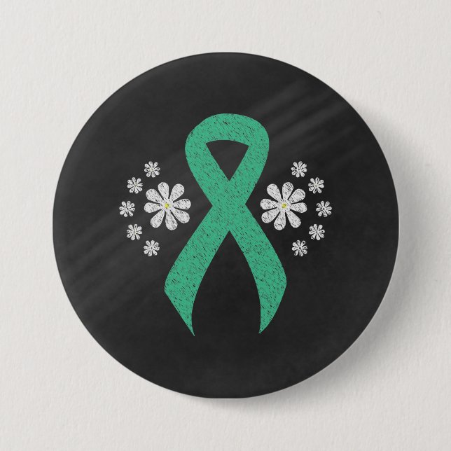 Chalkboard Minze Awareness Green Ribbon Button (Vorderseite)
