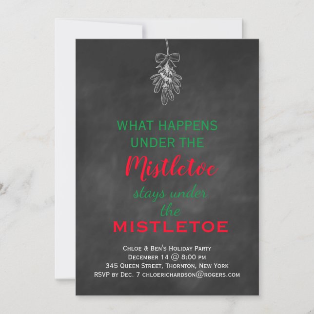 Chalkboard Mistletoe Holiday Party Einladung (Vorderseite)