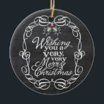 Chalkboard Mistletos Script Frohe Weihnachten Foto Keramik Ornament<br><div class="desc">"Wir wünschen Ihnen ein frohes Weihnachtsfest" Weißer Gruß Typografie in einem geschliffenen traditionellen Vintagen Rahmen, rustikale Weihnachtskhalkboard mit Mistletos Foto Ornament. Mit Fett*fa*tin entworfen. Einfach mit eigenen Texten, Fotos oder Bildern anpassen. Für individuelle Anfragen wenden Sie sich bitte direkt an fat*fa*tin. Es gelten benutzerdefinierte Gebühren. www.zazzle.com/fat_fa_tin www.zazzle.com/color_therapy www.zazzle.com/fatfatin_blue_knot www.zazzle.com/fatfatin_red_knot www.zazzle.com/fatfatin_mini_me...</div>